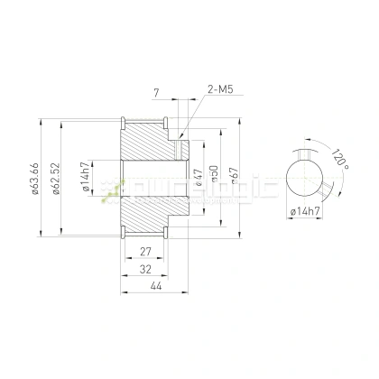 Шкив зубчатый BLA-40-5M-25-B-N14 фото