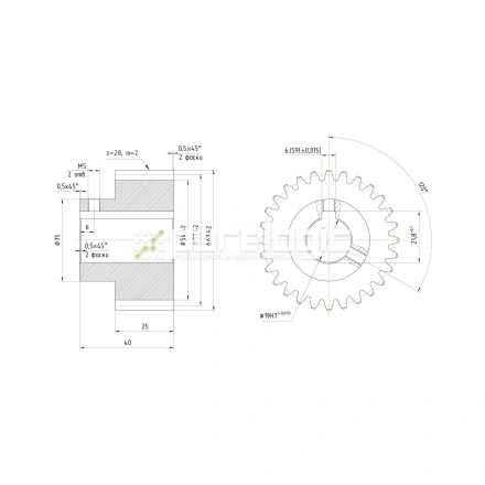 Шестерня косозубая GH2-T28D19 фото