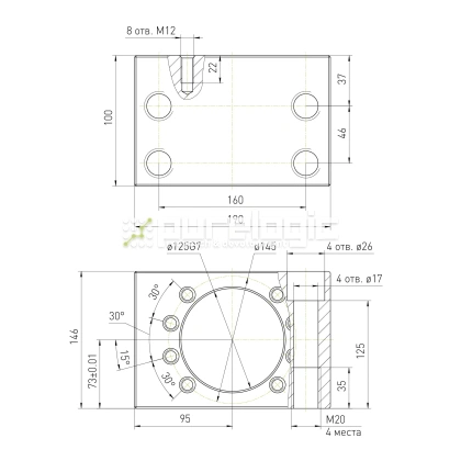 Держатель гайки ШВП MGD80-01 25 406 Держатель гайки ШВП MGD80-01 фото