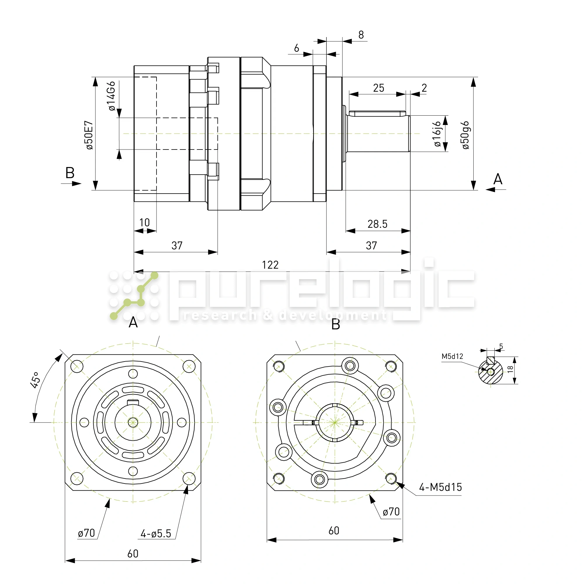 Редуктор планетарный прецизионный 60VRB5K-S16-P0 31 190 Редуктор планетарный прецизионный 60VRB5K-S16-P0 фото