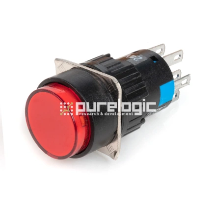 Кнопка на блок с подсветкой AD16-22AD-24V-RED фото