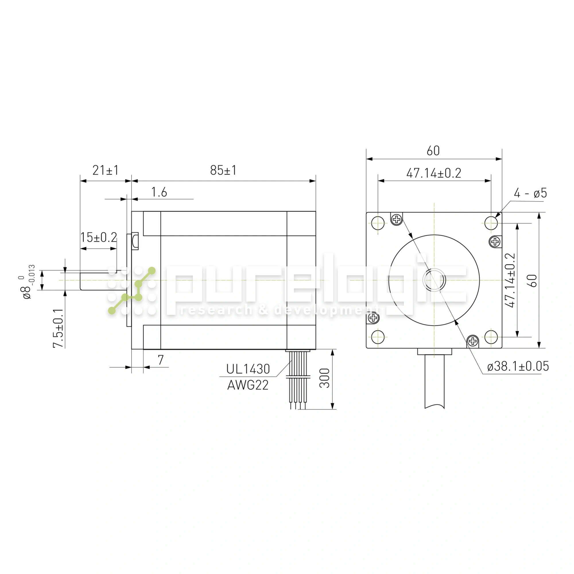 Двигатель шаговый биполярный D57CM31 фото