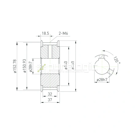 Шкив зубчатый BLA-48-T10-30-A-N28 фото
