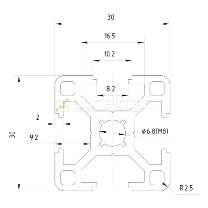 Профиль алюминиевый HXB3030E-8 фото