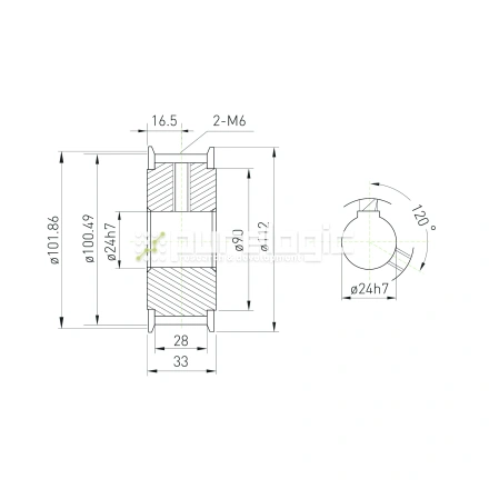 Шкив зубчатый BLA-40-8M-25-A-N24 фото