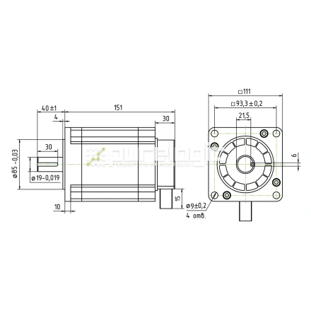 Двигатель шаговый трехфазный 3PL110H151-D19 фото