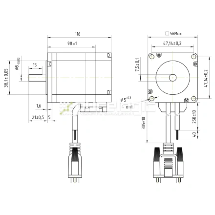 Двигатель шаговый с энкодером PL57H1404-D8-1K фото