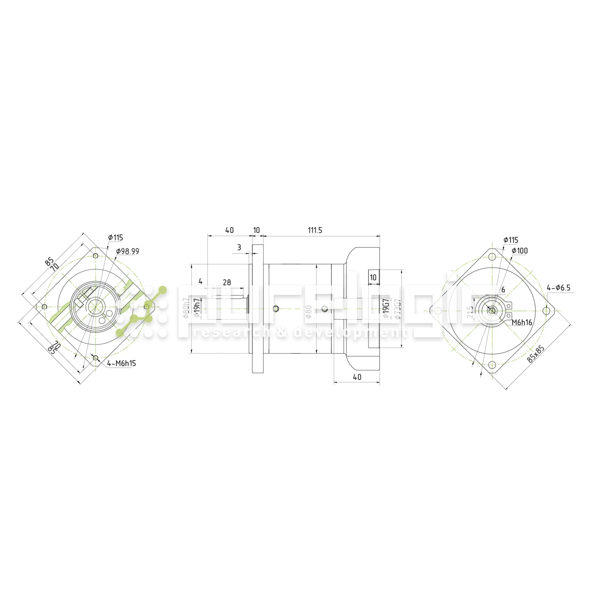 Редуктор планетарный 86PLF20K-19S-D19 25 009 Редуктор планетарный 86PLF20K-19S-D19 фото