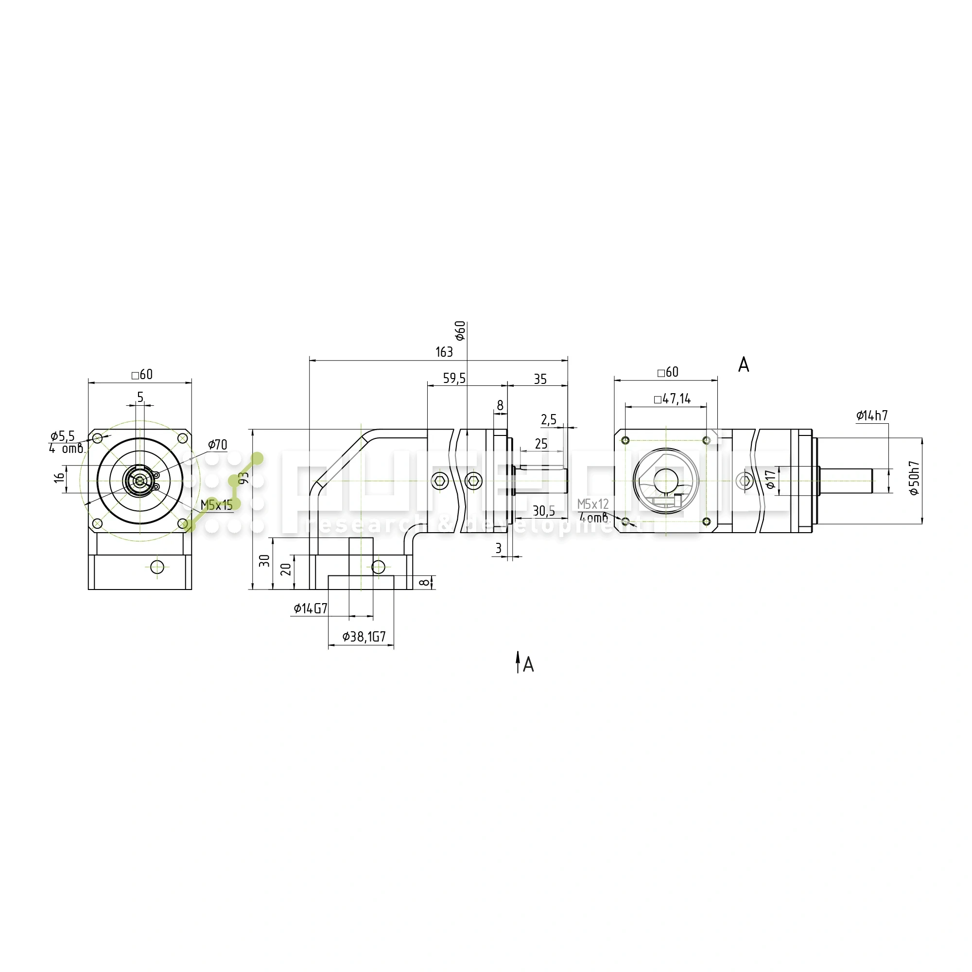 Редуктор планетарный угловой 57WPLF15K-14S 38 197 Редуктор планетарный угловой 57WPLF15K-14S фото