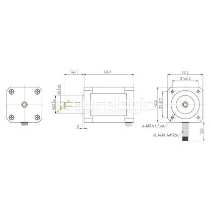 Двигатель шаговый FL42STH60-1206A 3 123 Двигатель шаговый FL42STH60-1206A фото