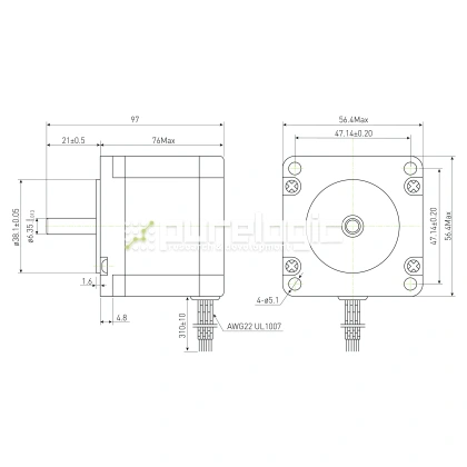 Двигатель шаговый PL57H76-D6 2 956 Двигатель шаговый PL57H76-D6 фото