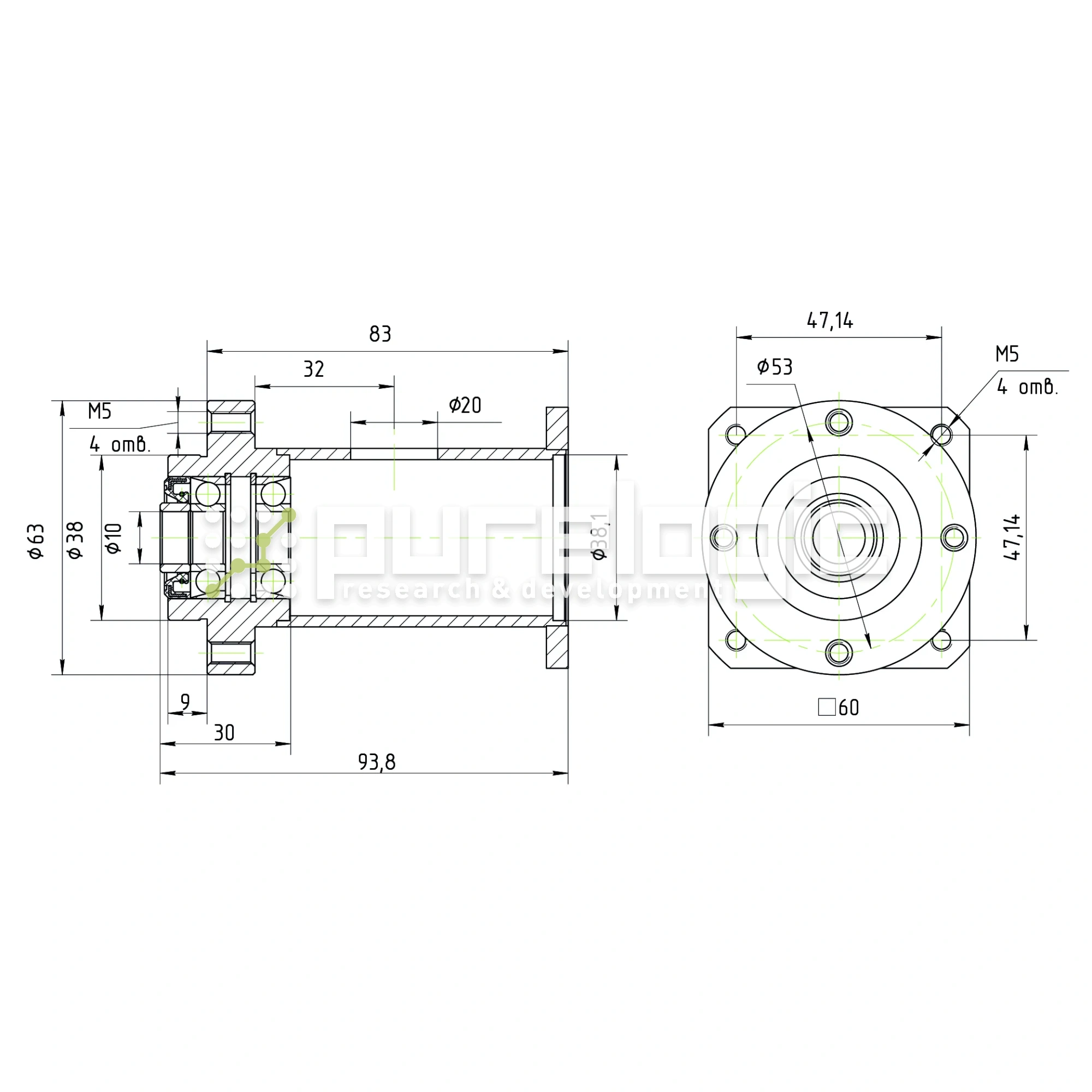 Опора винта с фланцем PLM57-10 8 943 Опора винта с фланцем PLM57-10 фото