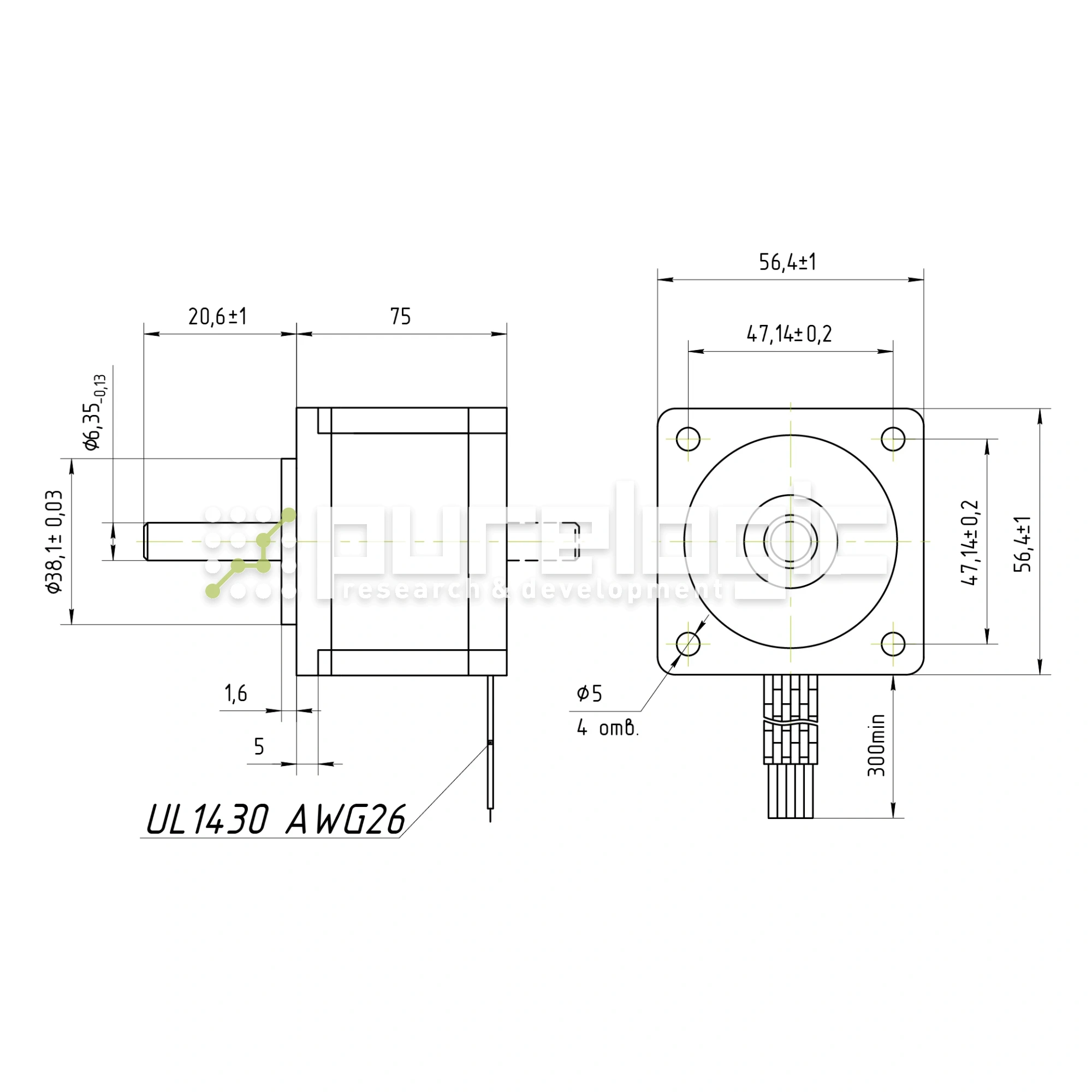 Двигатель шаговый FL57STH76-2804A 3 963 Двигатель шаговый FL57STH76-2804A фото