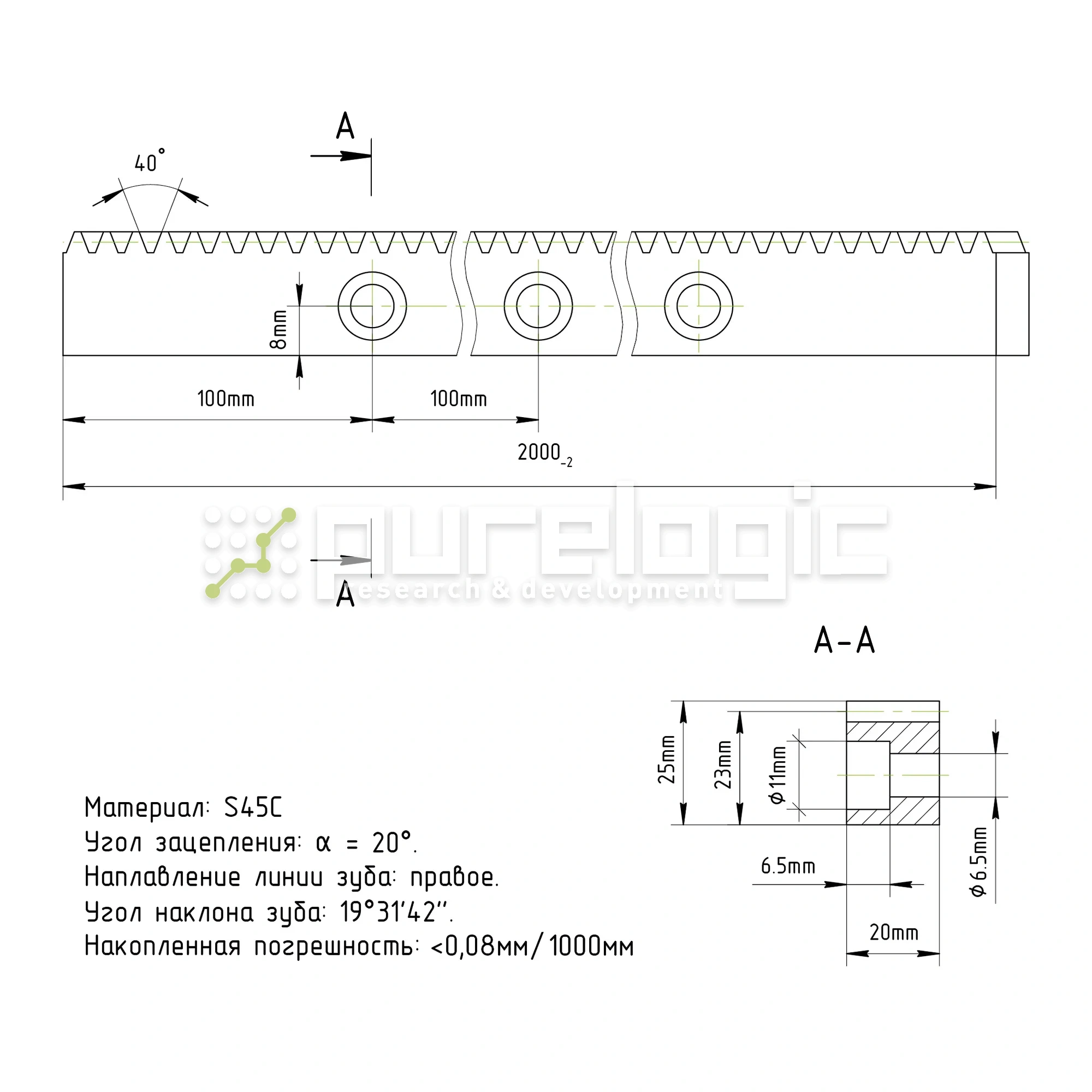 Рейка косозубая MH2-2025-Q8 7 544 Рейка косозубая MH2-2025-Q8 фото