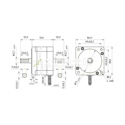 Двигатель шаговый PL86HD151-D12.7 12 904 Двигатель шаговый PL86HD151-D12.7 фото