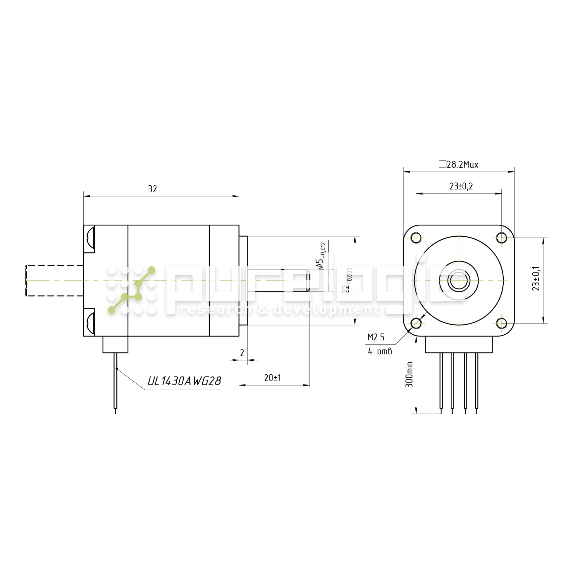 Двигатель шаговый FL28STH32-0674B 2 583 Двигатель шаговый FL28STH32-0674B фото