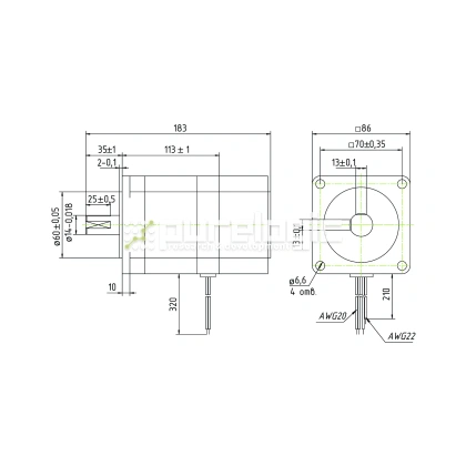 Двигатель шаговый с тормозом PL86H113-D14BC 17 089 Двигатель шаговый с тормозом PL86H113-D14BC фото