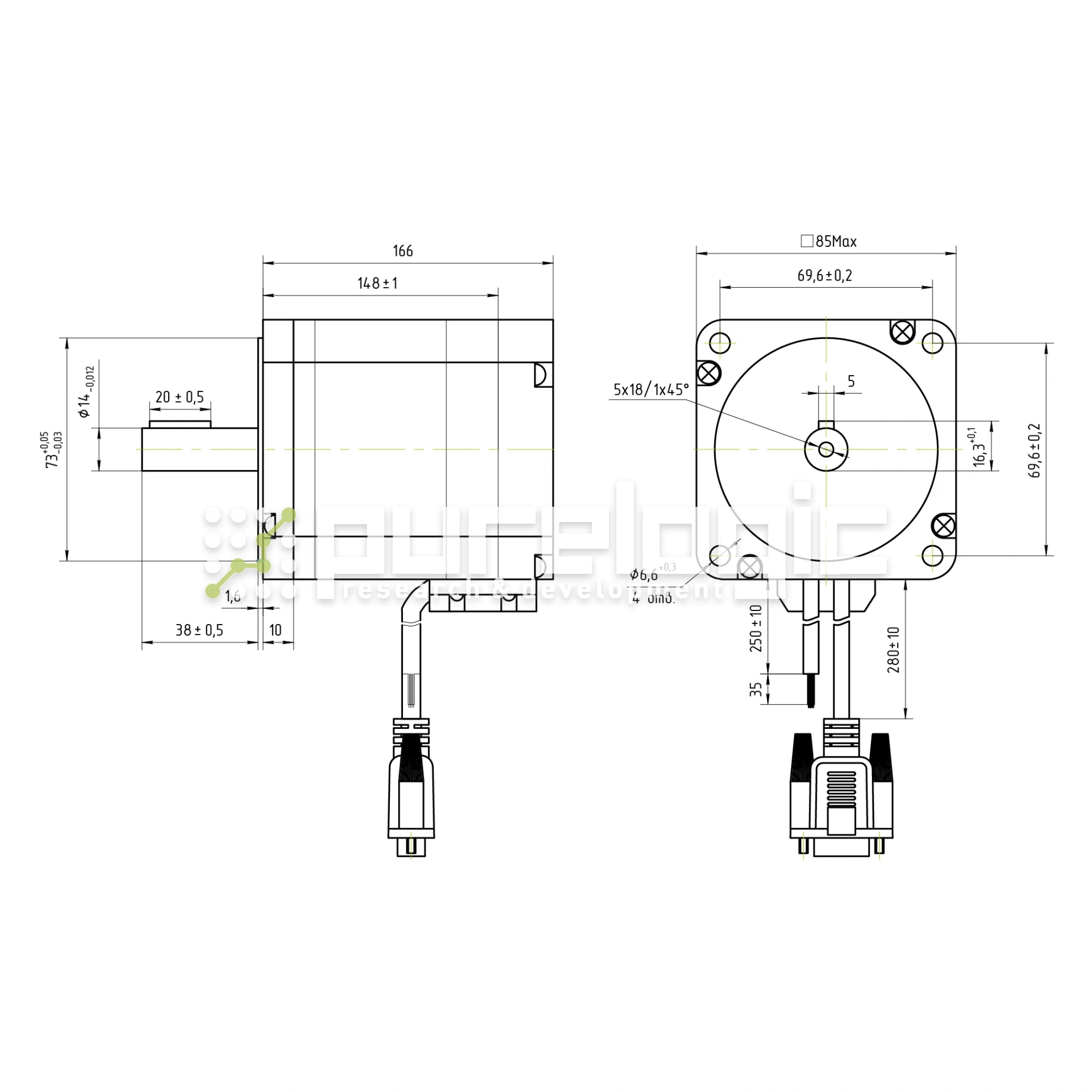 Двигатель шаговый с энкодером PL86H5401-D14-1K 21 223 Двигатель шаговый с энкодером PL86H5401-D14-1K фото