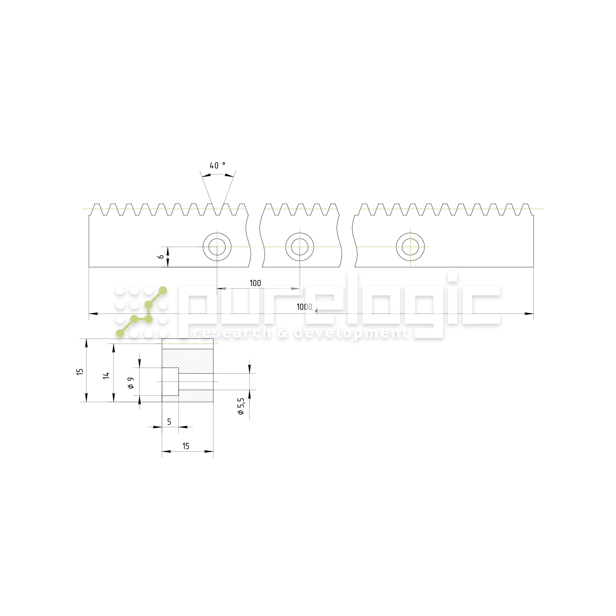 Рейка прямозубая RS1-1515 2 525 Рейка прямозубая RS1-1515 фото