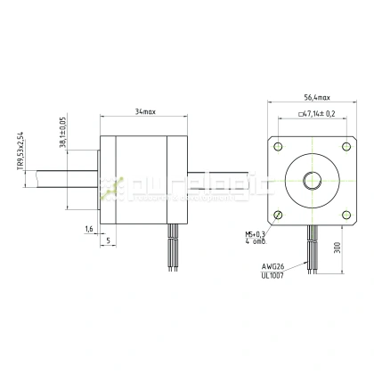 Двигатель шаговый с вал-гайкой 23HS4425-9.53x2.54 6 131 Двигатель шаговый с вал-гайкой 23HS4425-9.53x2.54 фото