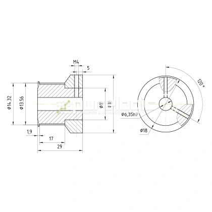 Шкив зубчатый BSY-15-3M-15-C-P6.35 895 Шкив зубчатый BSY-15-3M-15-C-P6.35 фото