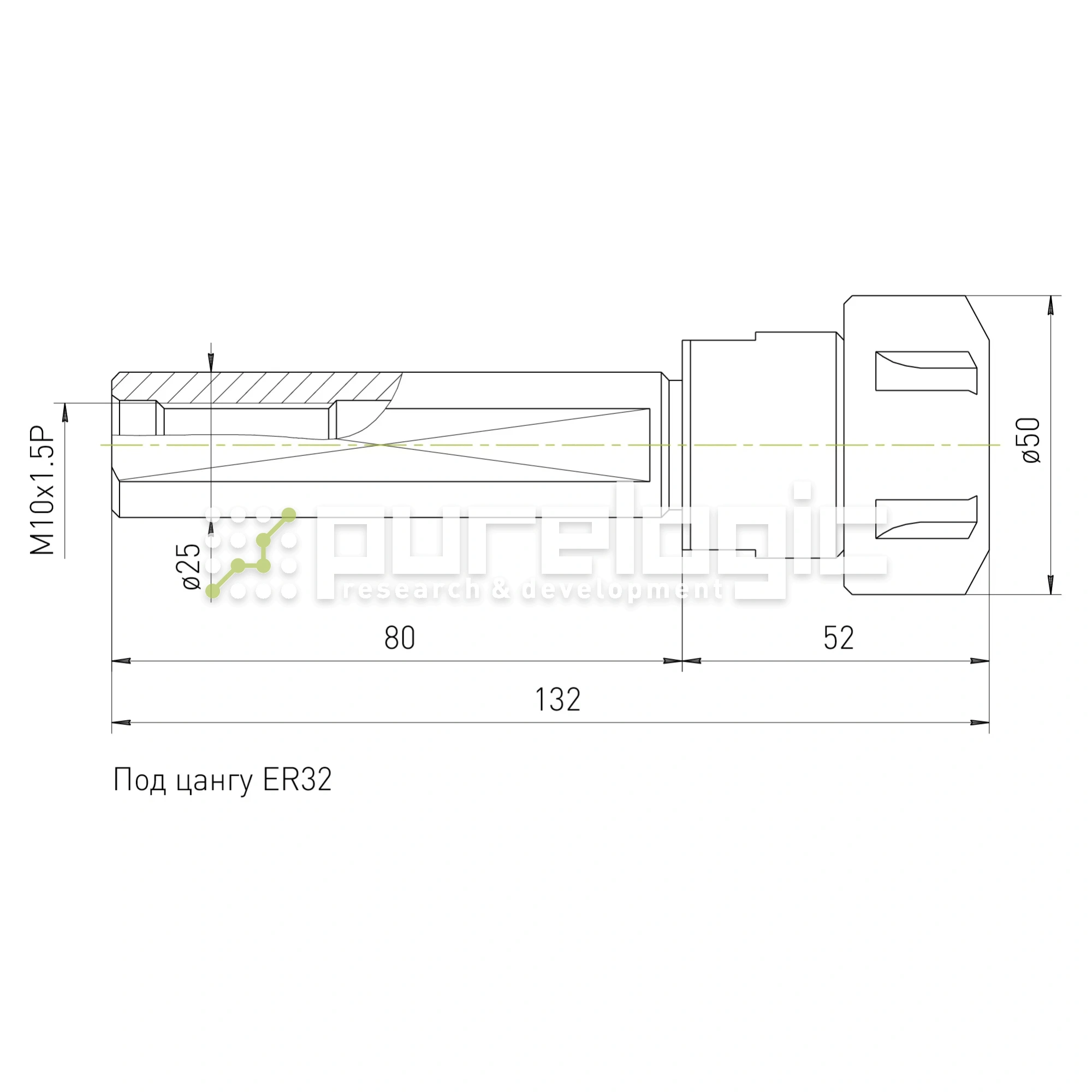 Цанговый патрон SL25-ER32-80L 1 850 Цанговый патрон SL25-ER32-80L фото