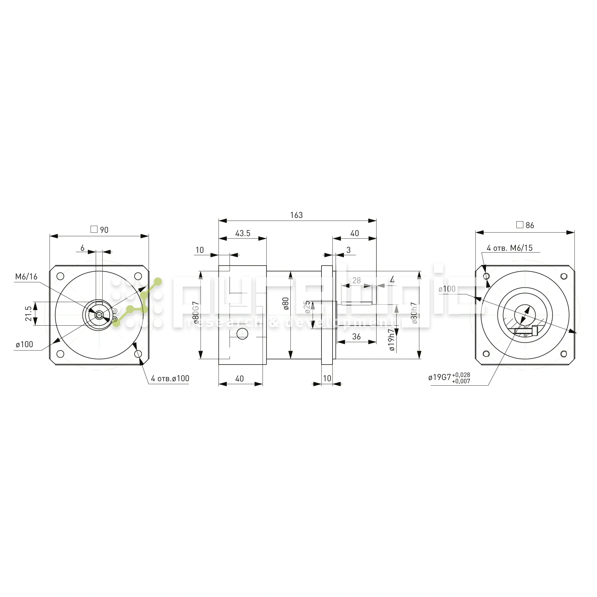 Редуктор планетарный 90PLF15K-19S 27 239 Редуктор планетарный 90PLF15K-19S фото