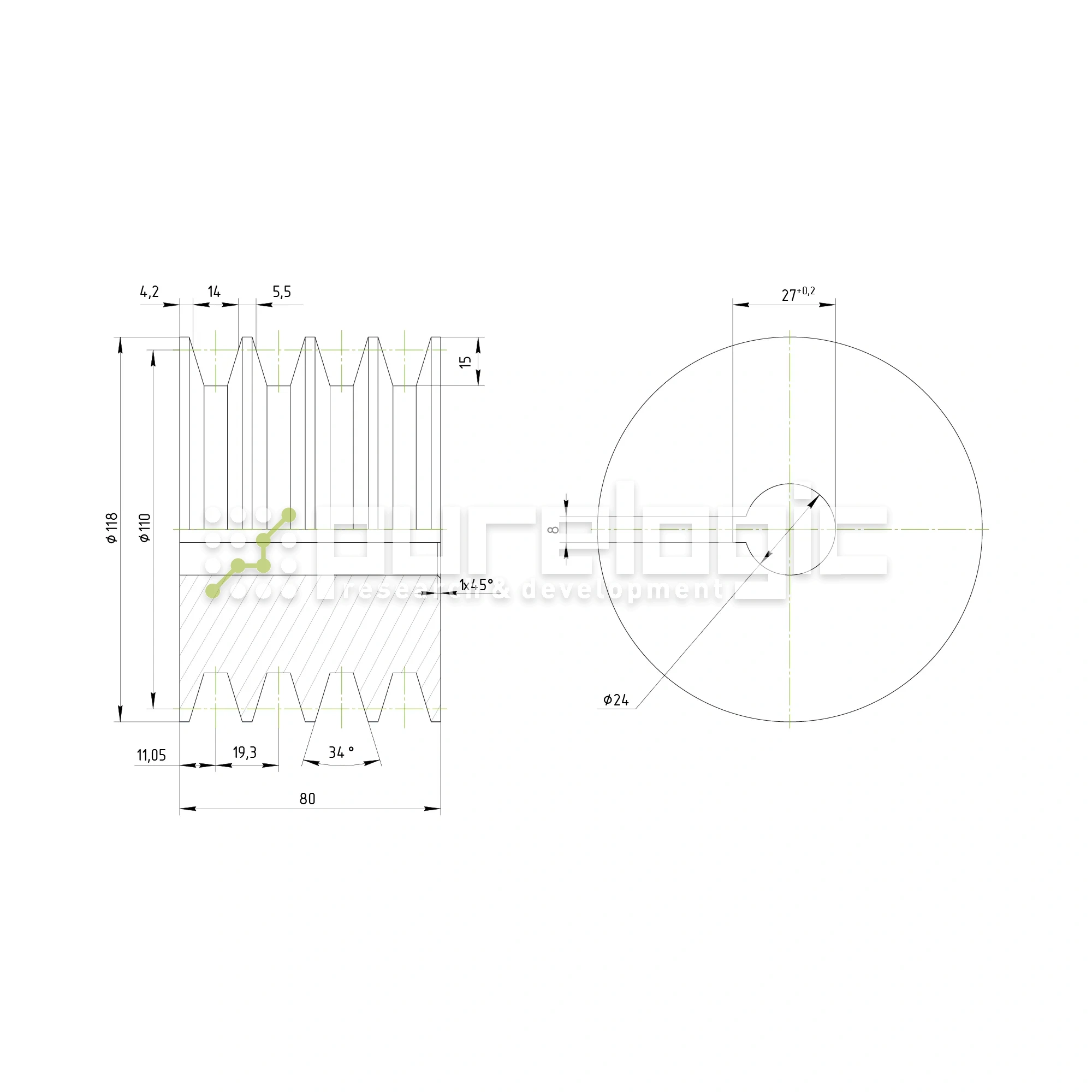 Шкив DP4B-24-120 2 616 Шкив DP4B-24-120 фото